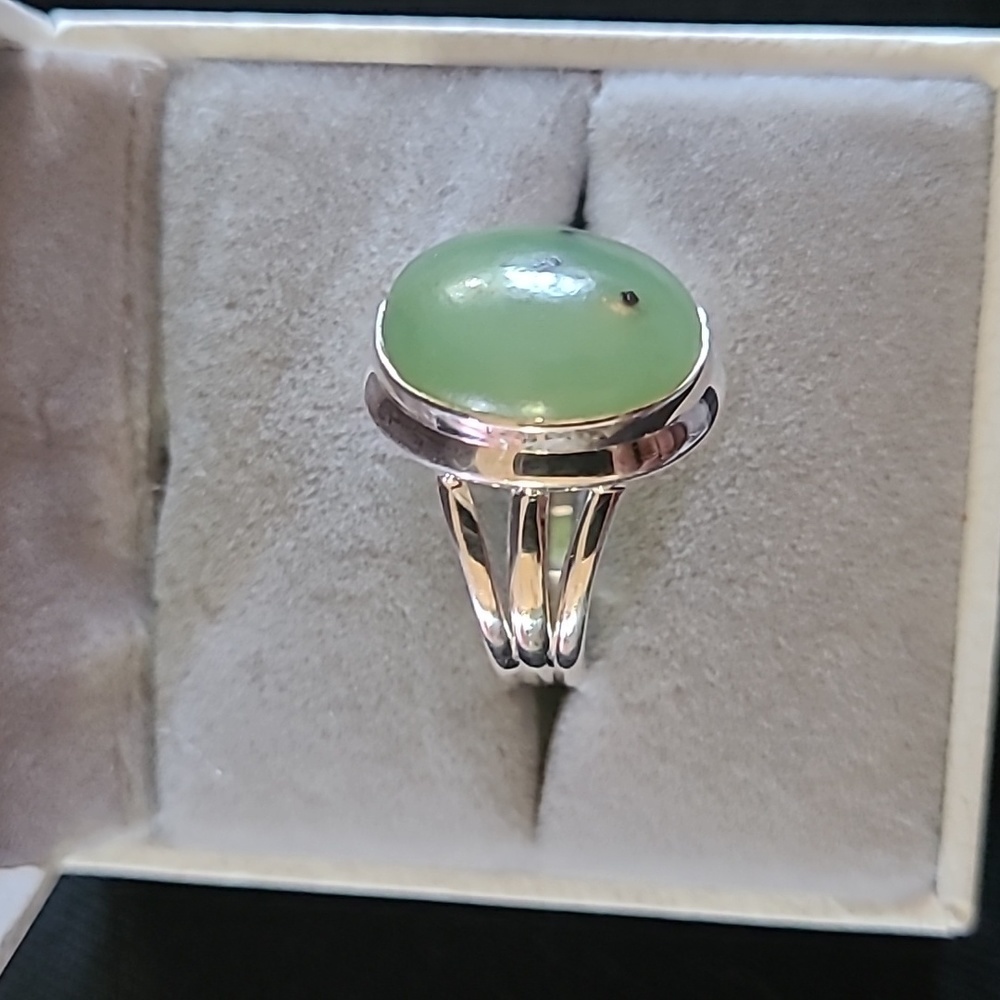 Jade Solid Sterling silver Ring Size 5.5